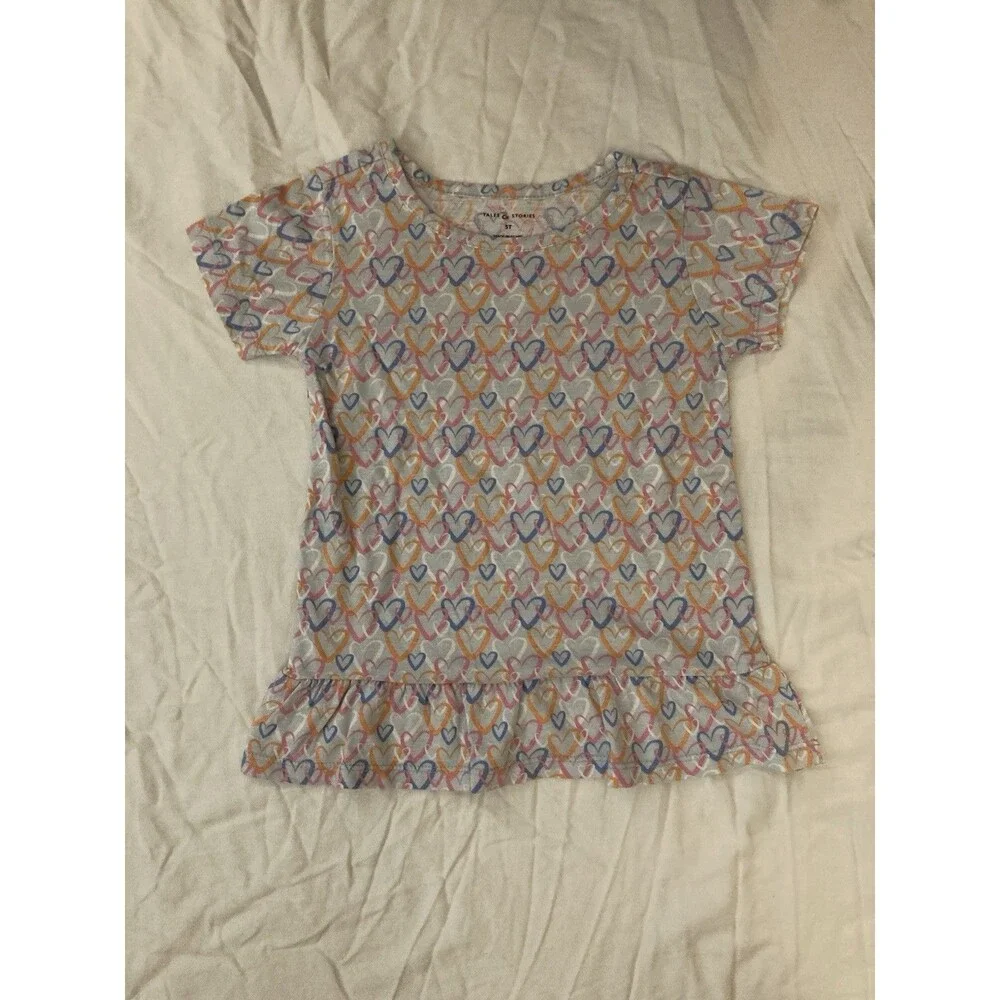 5T Tales & Stories girls clothes - 1 piece Top | multicolor heart theme